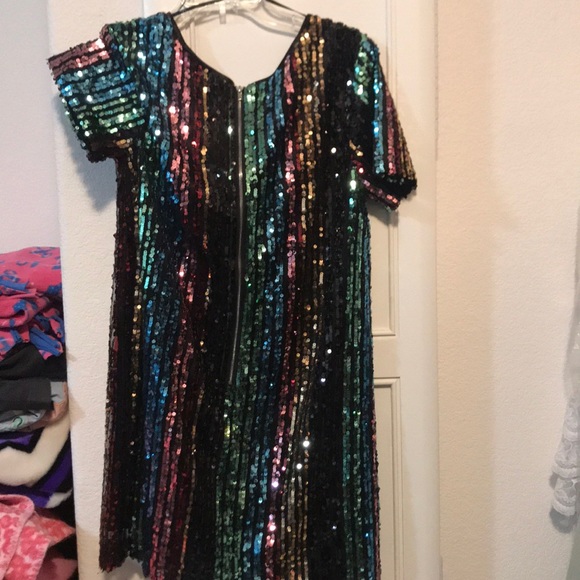 LULUs multi colored striped sequin dress - Picture 4 of 4